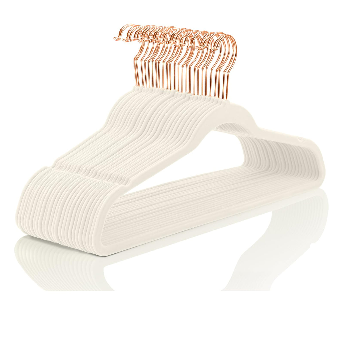 MIZGI Velvet Hangers 50 Pack Non Slip Heavy Duty Blush Pink Rose Gold Hooks