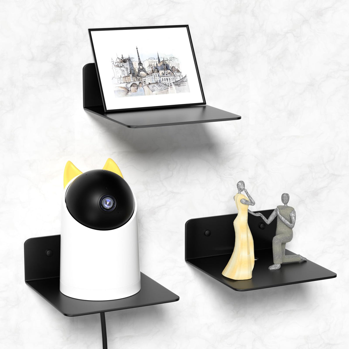 Wisfame Small Floating Shelves for Wall, 4.9" Metal Wall Shelves Set of 2