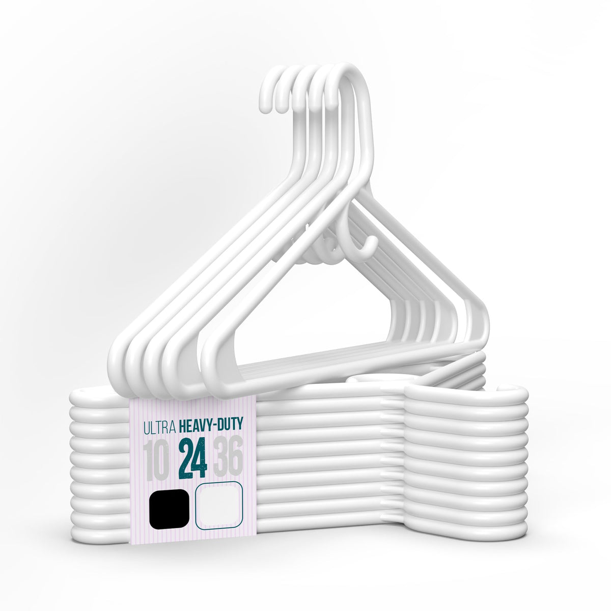 Ultra Heavy Duty Plastic Clothes Hangers – White Strong Durable Coat & Suit Hangers – Thick Plastic Closet Organizer Hangers (White, 10)