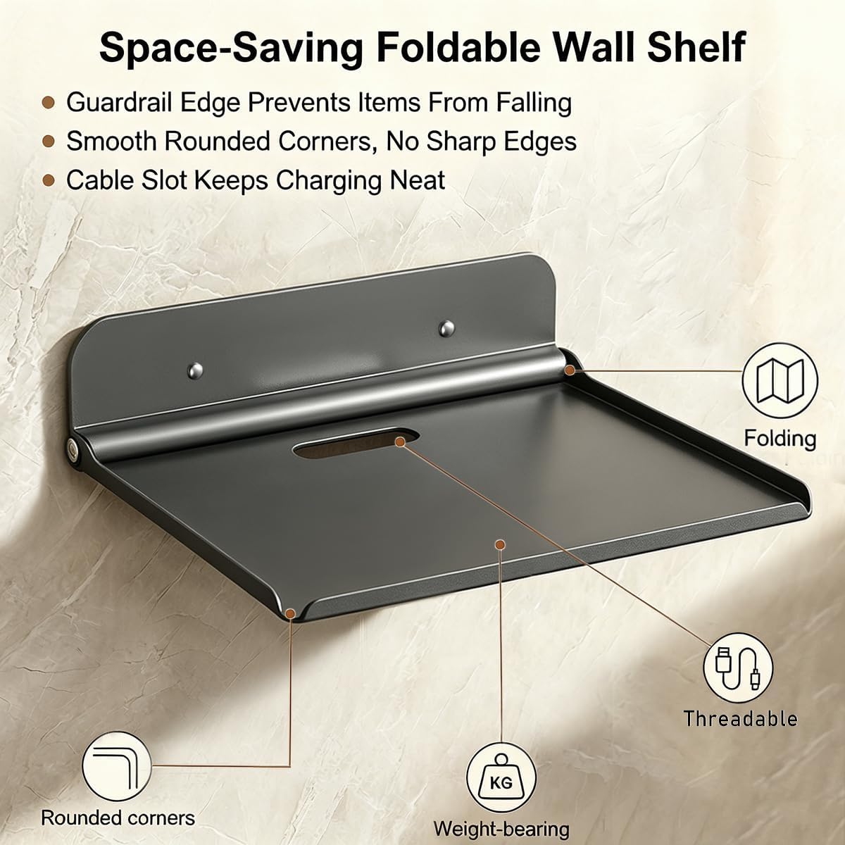 Foldable Wall Dorm Bed Shelf,90 Degrees Folding,Space Saving