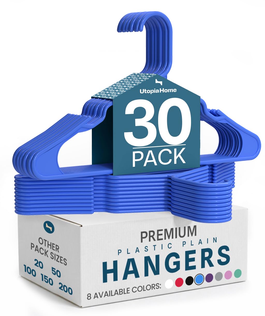 Utopia Home Plastic Hangers 50 Pack – Space Saving Clothes Hanger Black