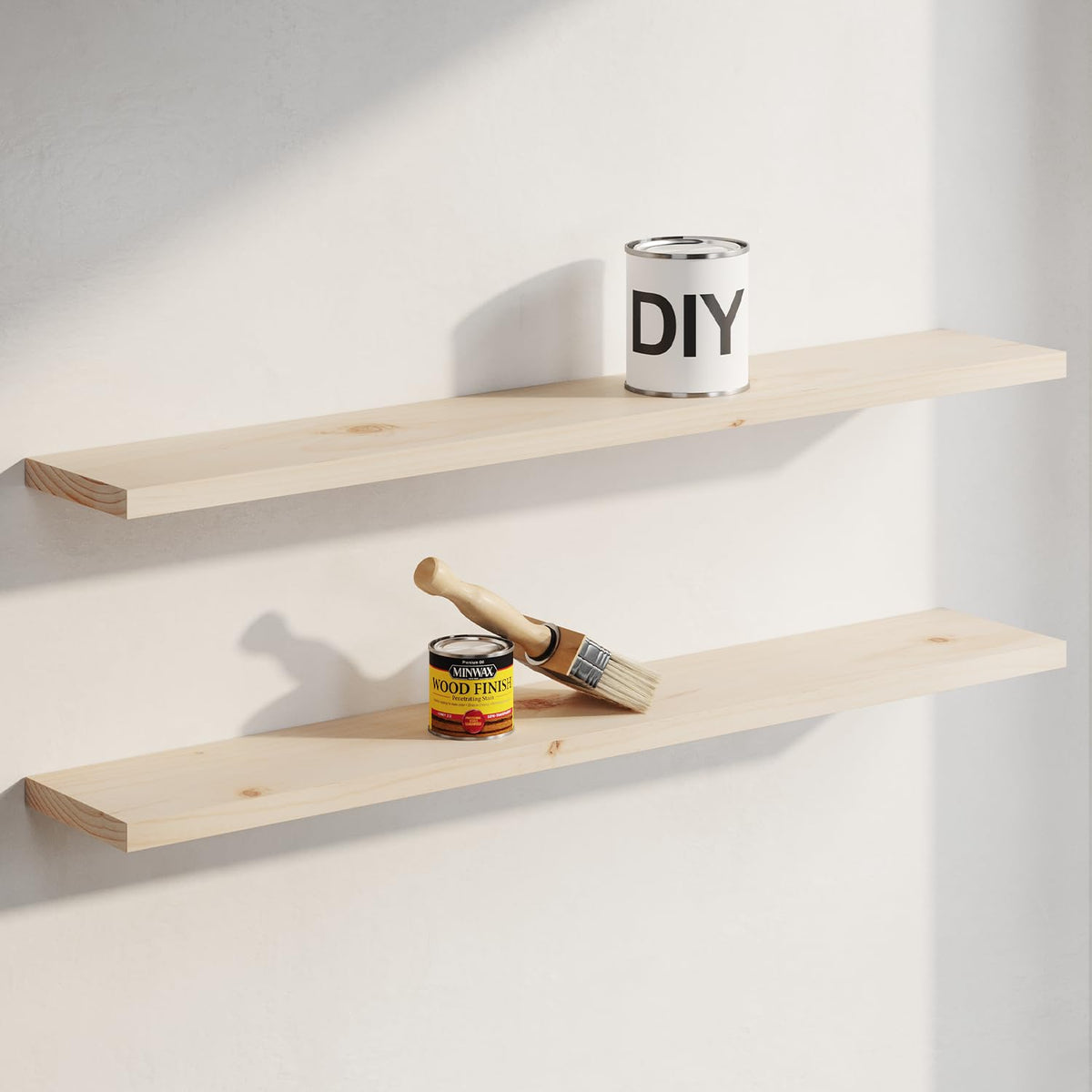 Homeforia 12 Inch Floating Shelves, High-End Solid Pine Wood, Set of 2