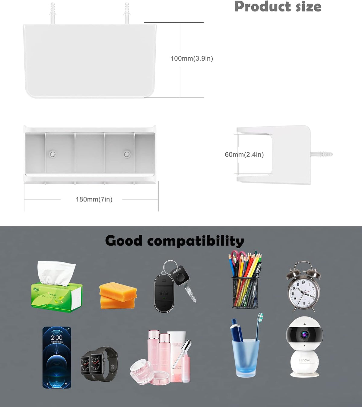 Bedside Shelf Accessories Organizer for Bedroom, (White)