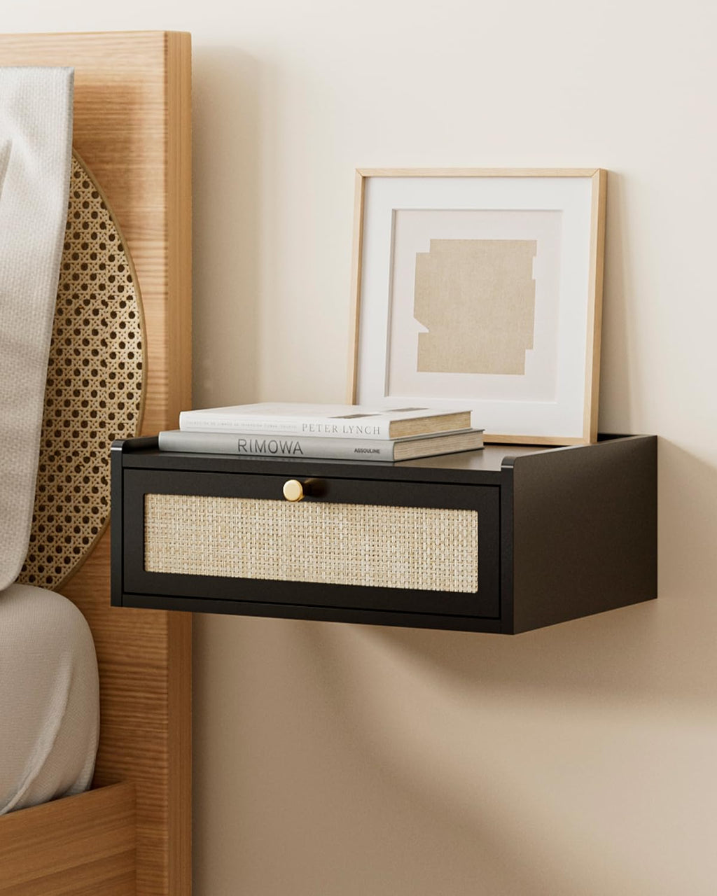 Floating Nightstand,Wall Mounted Night Stand with Drawer,Small Floating Shelves,Floating Wood Bedside Table for Bedroom、Living Room、Bathroom