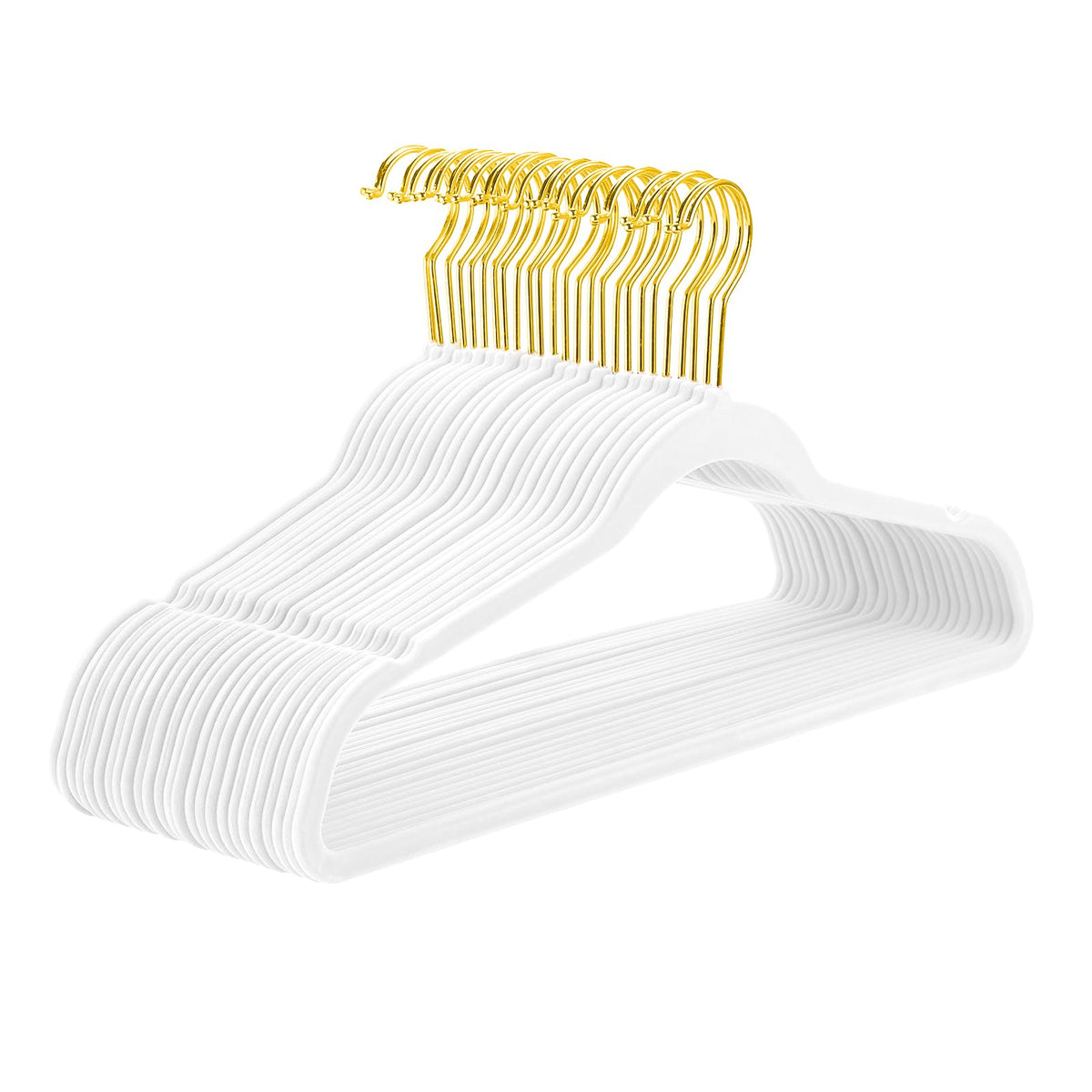 MIZGI Premium Velvet Hangers Pack 50 Pcs Heavyduty - Non Slip Slimline - Velvet Suit Hangers Ivory - Gold Hooks,Space Saving Clothes Hangers …