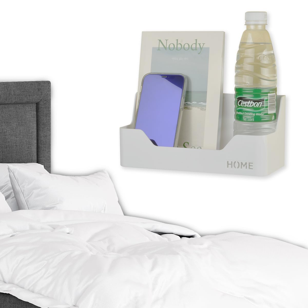 Wall Mounted Plastic Shelf, White, 1 Shelf, Ideal for Bedroom, Dorm, Office, RV - Easy to Install, Organizes Small Items