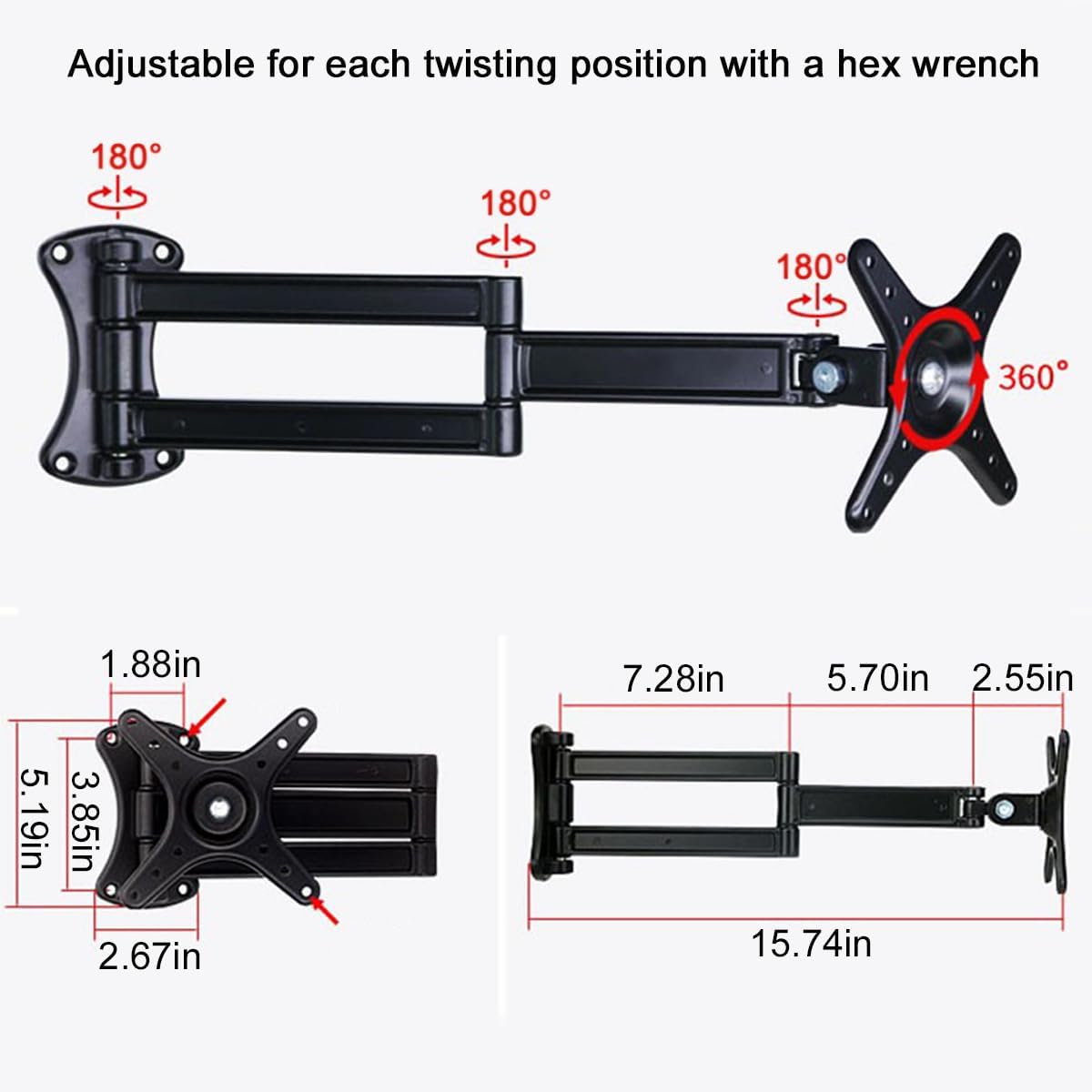 Wall Side Table Living Room Shelf Brackets,Foldable,Rotatable