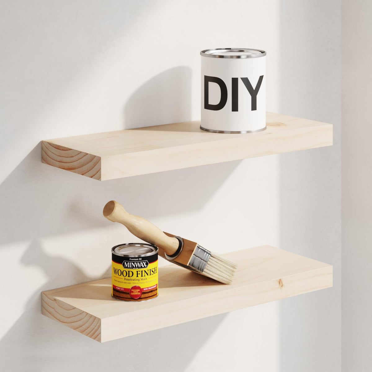 Homeforia 12 Inch Floating Shelves, High-End Solid Pine Wood, Set of 2