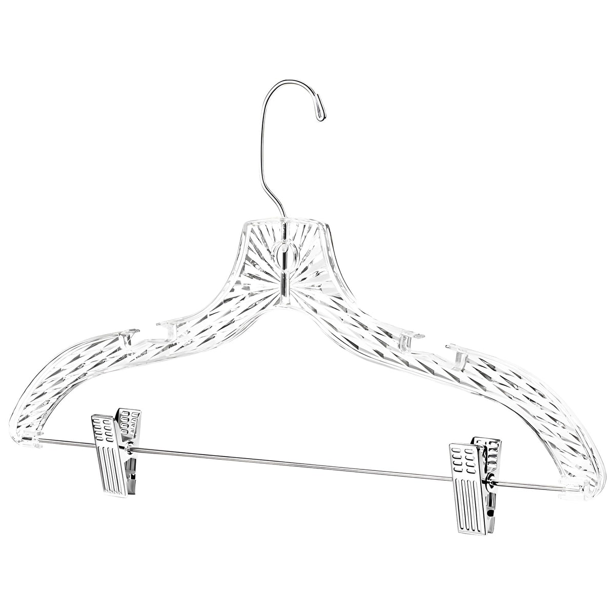 DEILSY™ Clothes Hangers with Clips 12 Pack Crystal Clear Plastic Hangers