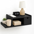 Floating Nightstand with Drawer & Open Shelf, Wall Mount, Black
