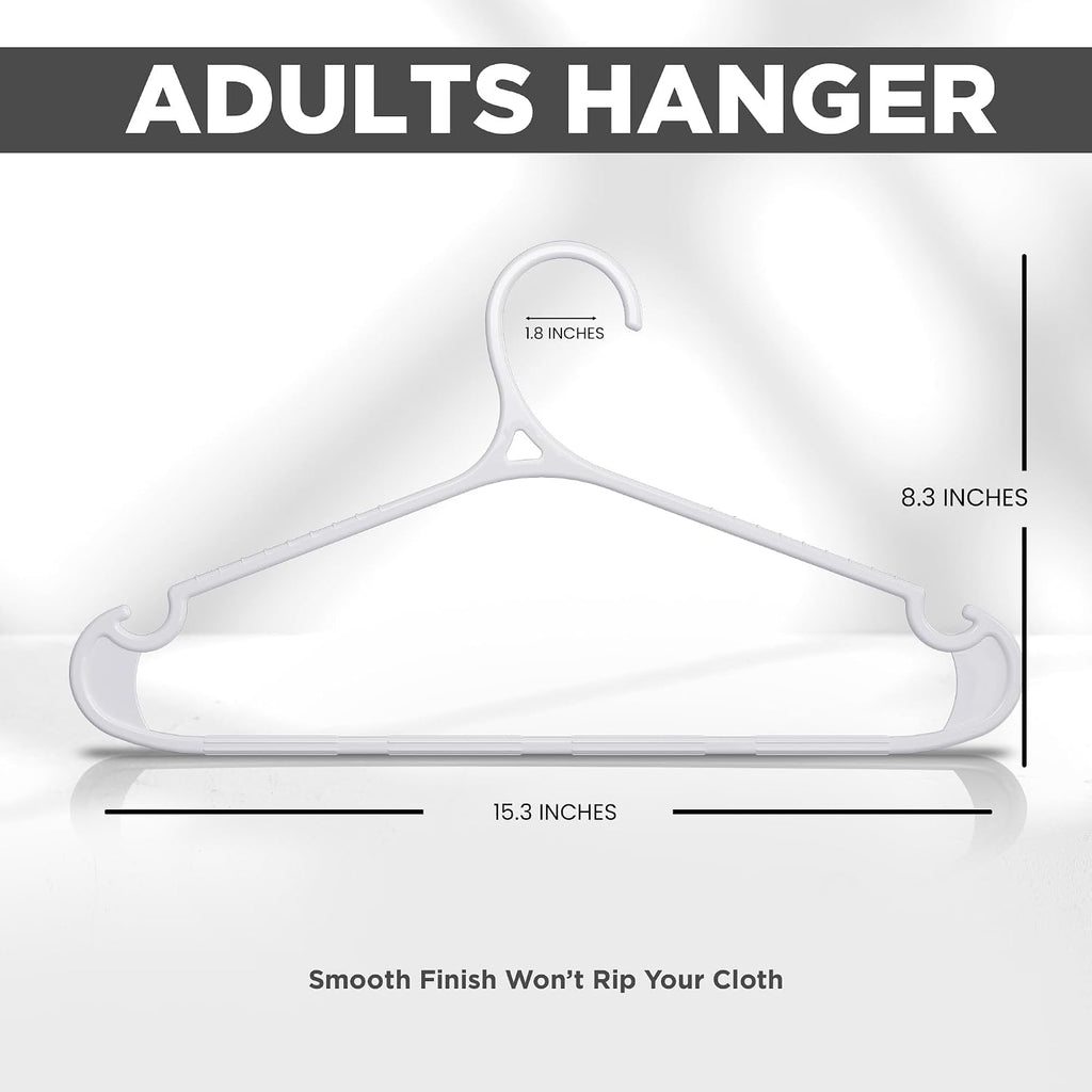 Utopia Home Plastic Hangers 20 Pack – Non-Slip with Pants Bar White