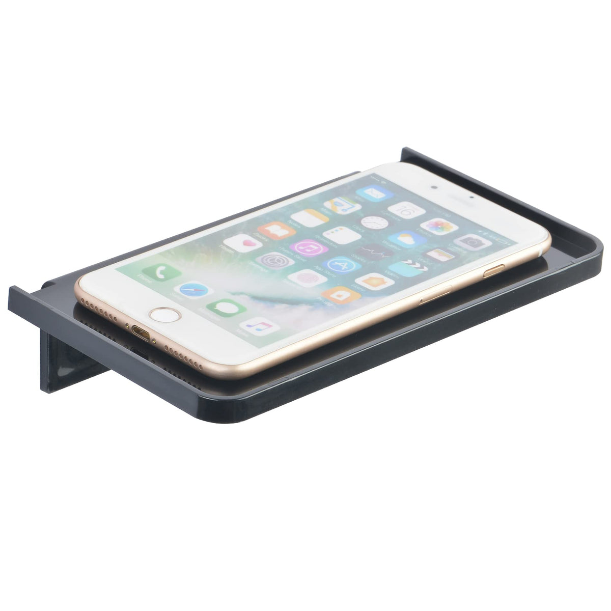 Stick-on Wall Shelf - Small Wall Mounted Adhesive Clear Acrylic Shelf Phone Holder Shelves Wipes Rack for Bathroom,Kitchen,Toilet,Office - Silver (A Set of Screws Included)