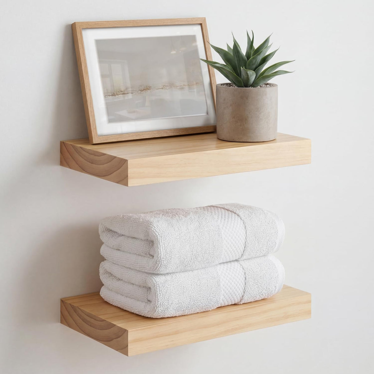 Homeforia 12 Inch Floating Shelves, High-End Solid Pine Wood, Set of 2