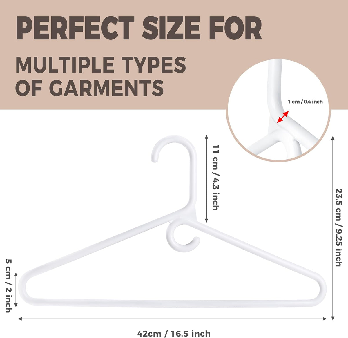 Quality White Plastic Hangers 30 Pack - Super Thick Heavy Duty Multipack for Clothes - Strong Standard Closet Clothing Hangers with Hook for Scarves and Belts-17 for Coats (White, 30)