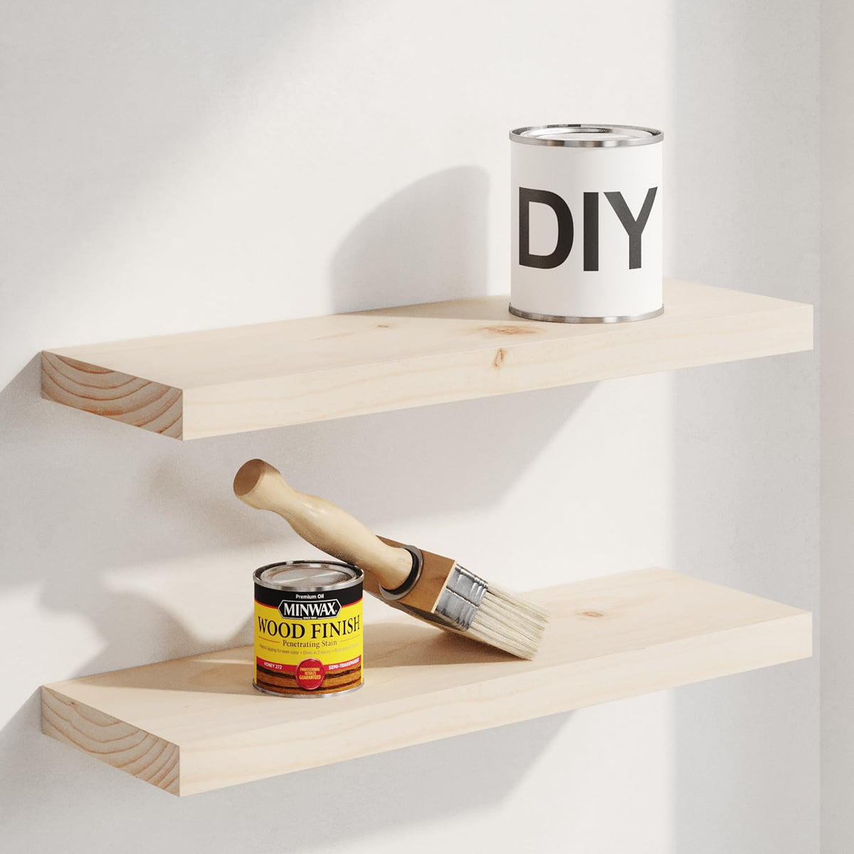 Homeforia 12 Inch Floating Shelves, High-End Solid Pine Wood, Set of 2