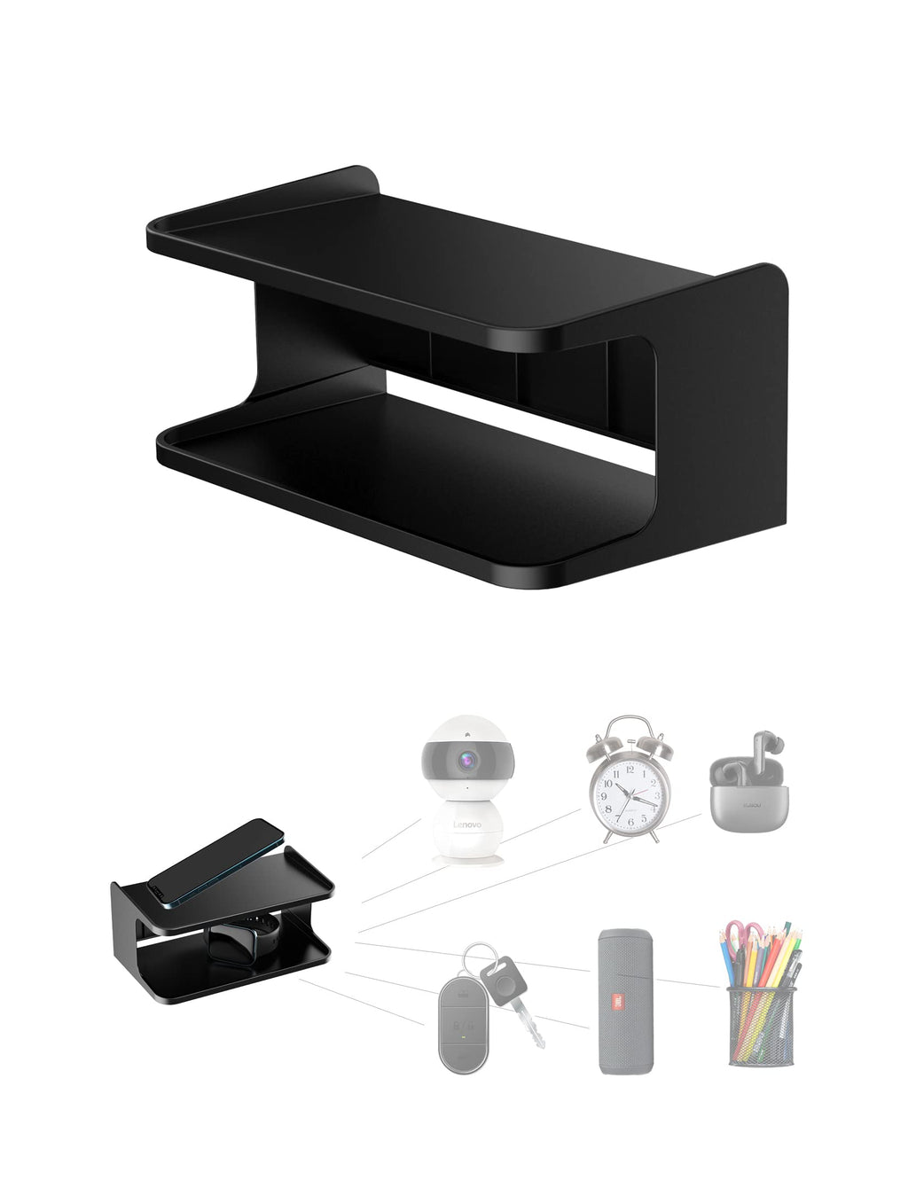 Bedside Shelf Accessories Organizer for Bedroom, (White)