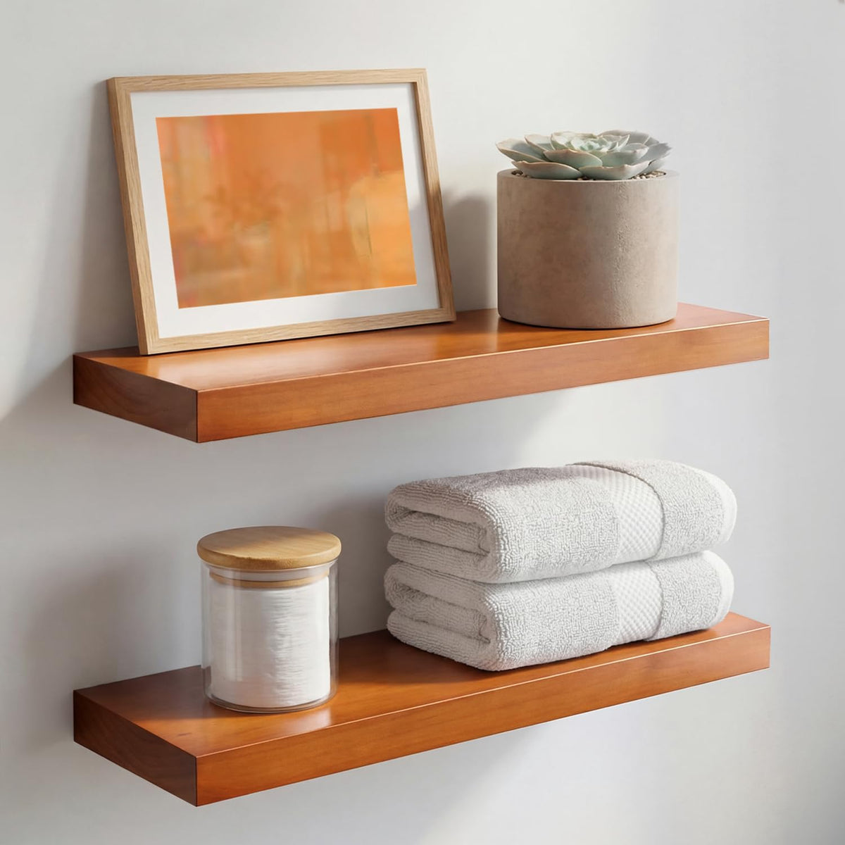 Homeforia 12 Inch Floating Shelves, High-End Solid Pine Wood, Set of 2