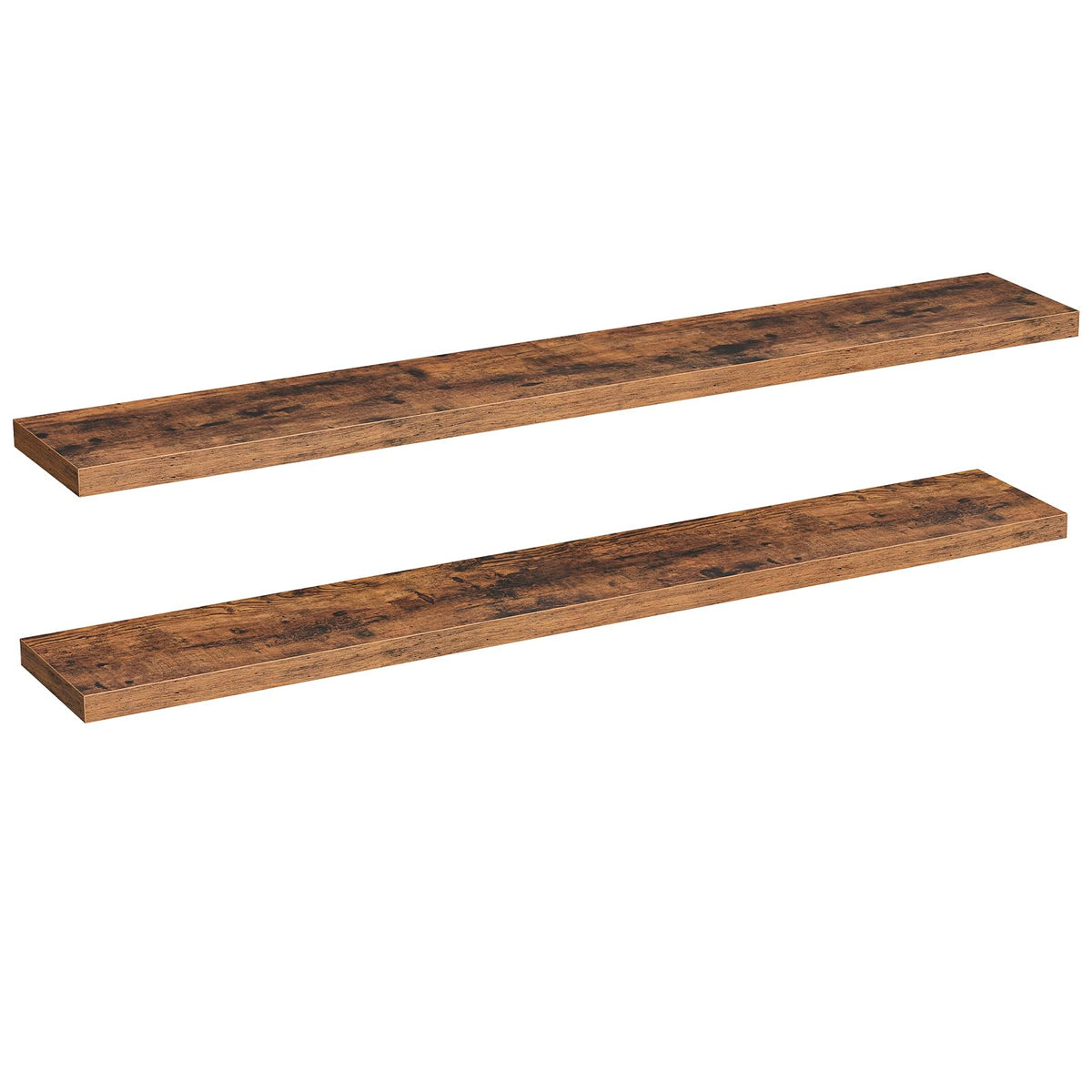 HOOBRO Floating Shelves for Wall, Wall Mounted Shelf Set of 2, 15.7" Hanging Shelf with Invisible Brackets, for Wall Decor Storage in Bathroom Bedroom Kitchen Living Room Office, Rustic Brown BF40BJ01