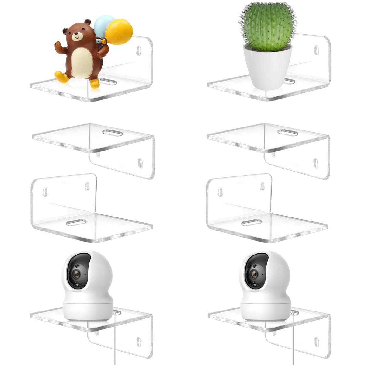 Acrylic Small Shelf,Mini Floating Wall Shelf,Wall Mounted Storage Shelf,for Pop Figures,Plant,Picture Photo Modern Wall for Office Bedroom Living Room,Clear