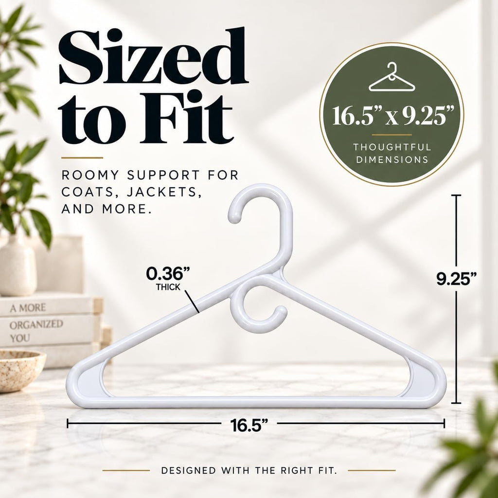Ultra Heavy Duty Plastic Clothes Hangers – White Strong Durable Coat & Suit Hangers – Thick Plastic Closet Organizer Hangers (White, 10)