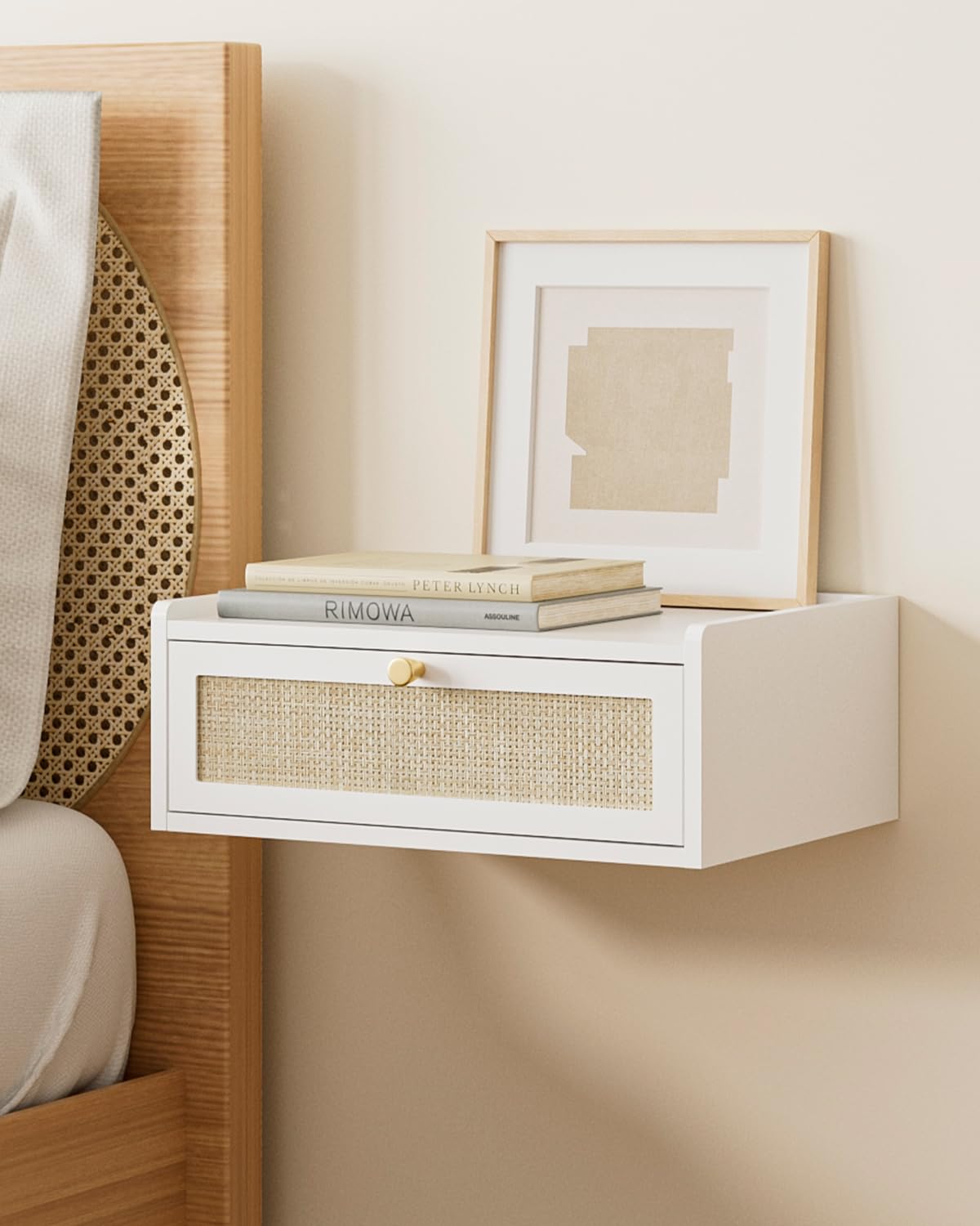 Floating Nightstand,Wall Mounted Night Stand with Drawer,Small Floating Shelves,Floating Wood Bedside Table for Bedroom、Living Room、Bathroom