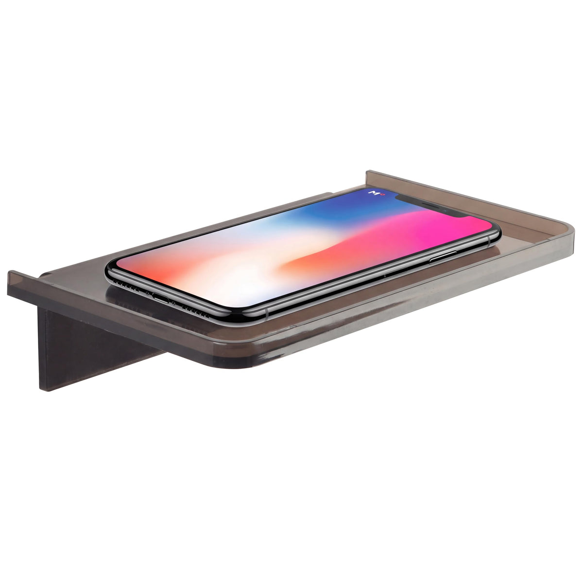 Acrylic Floating Shelf, No Drill Adhesive Wall Shelf, Small Wall Mounted Phone Shelf Holder, Stick-on Wipes Rack Smart Speaker Shelf, Expand Wall Space for Living Room, Office, Bathroom, Gold