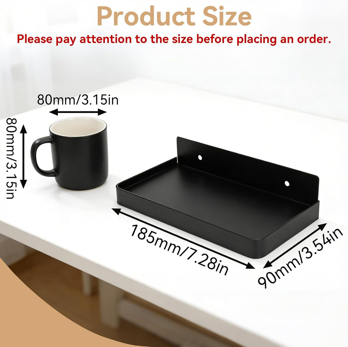 Cyrank Bathroom Cell Phone Shelf, Stainless Steel Wall Mount Toilet Phone Holder Toilet Small Floating Wall Shelves, 7.3x3.5 in (Black)