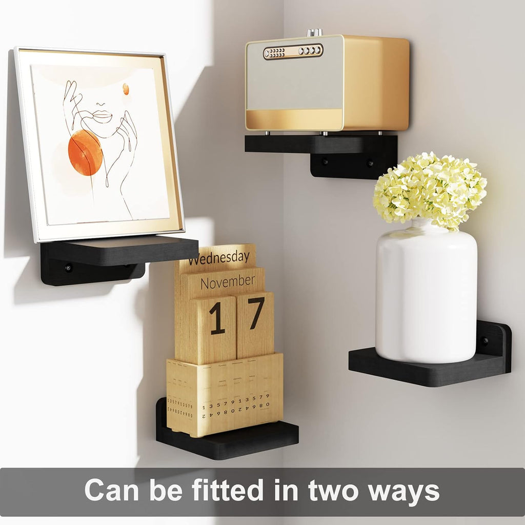 SRIWATANA Black Mini Floating Shelves, Set of 4 Small Wall Display Shelf