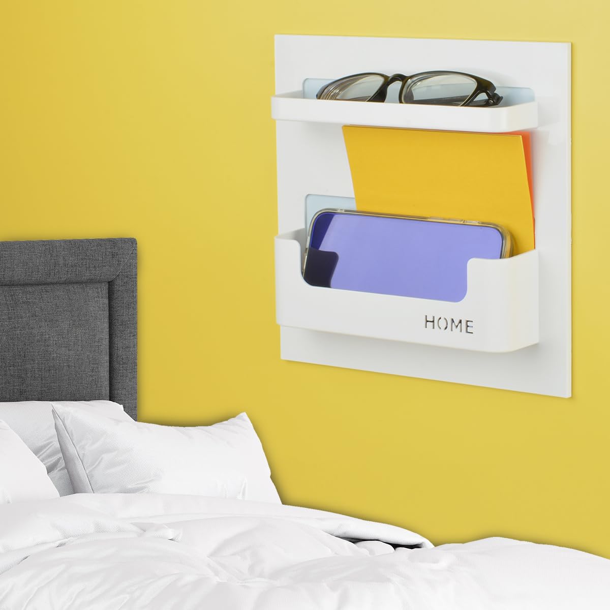 Wall Mounted Plastic Shelf, White, 1 Shelf, Ideal for Bedroom, Dorm, Office, RV - Easy to Install, Organizes Small Items