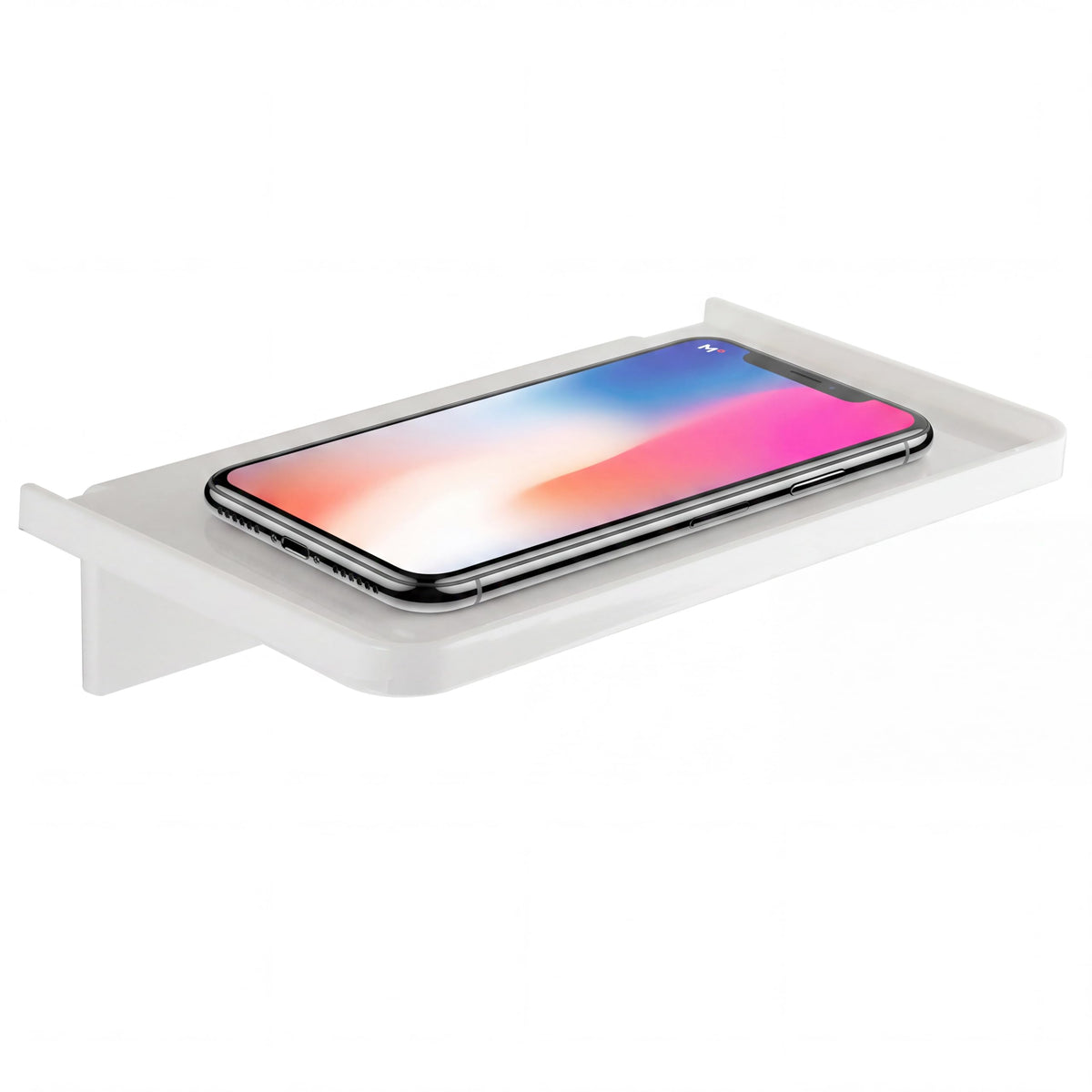 Acrylic Floating Shelf, No Drill Adhesive Wall Shelf, Small Wall Mounted Phone Shelf Holder, Stick-on Wipes Rack Smart Speaker Shelf, Expand Wall Space for Living Room, Office, Bathroom, Gold