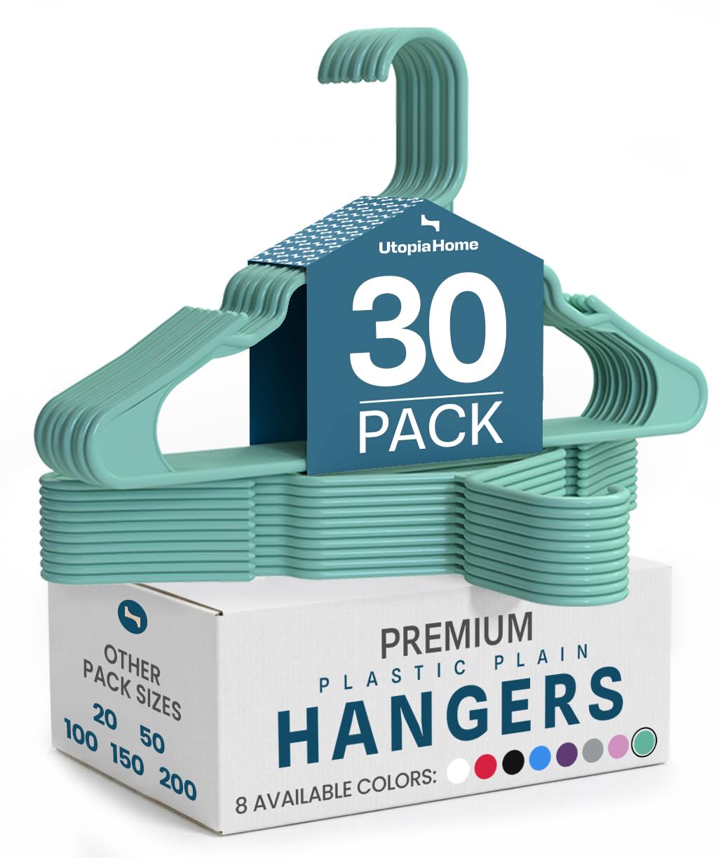 Utopia Home Plastic Hangers 50 Pack – Space Saving Clothes Hanger Black