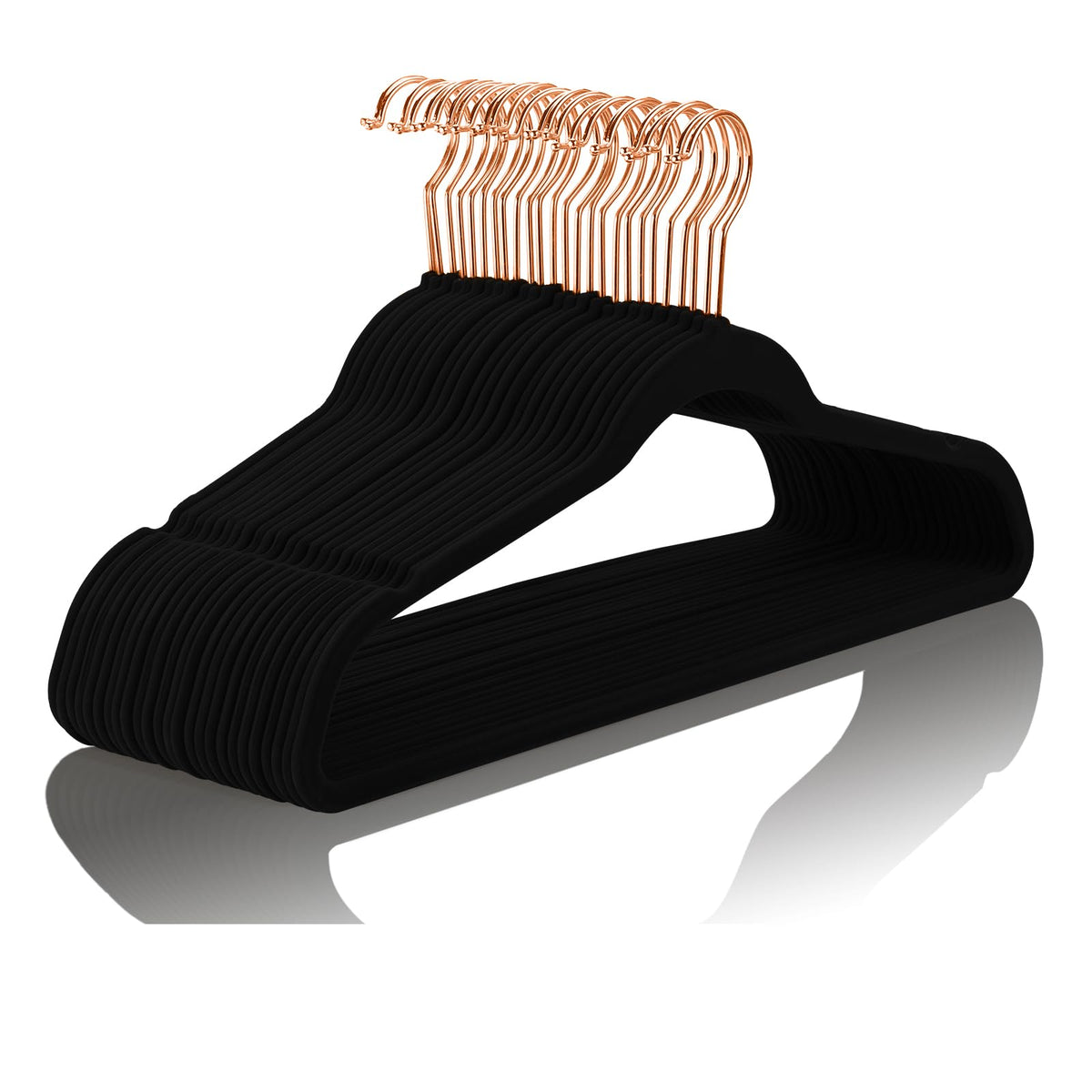 MIZGI Velvet Hangers 50 Pack Non Slip Heavy Duty Blush Pink Rose Gold Hooks