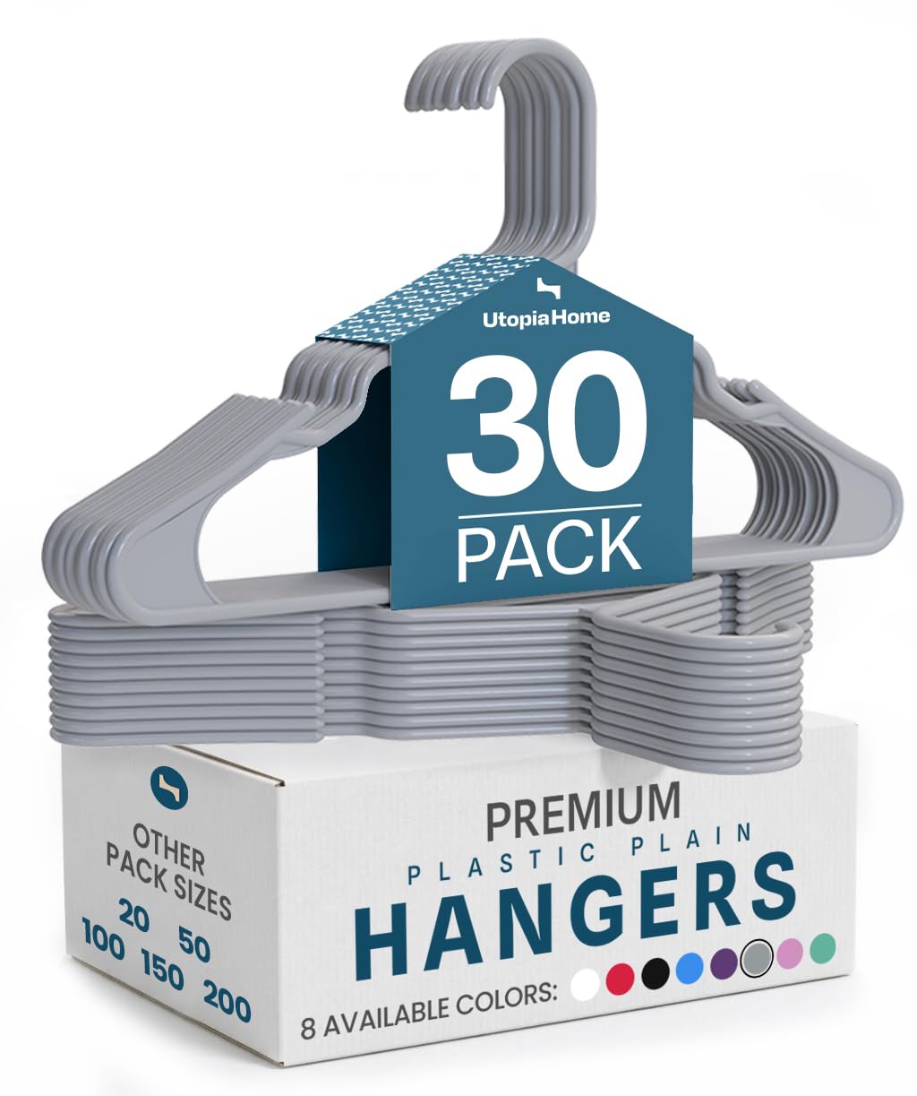 Utopia Home Plastic Hangers 50 Pack – Space Saving Clothes Hanger Black