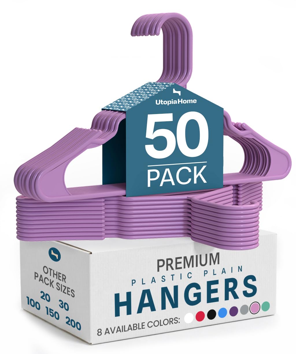 Utopia Home Plastic Hangers 50 Pack – Space Saving Clothes Hanger Black