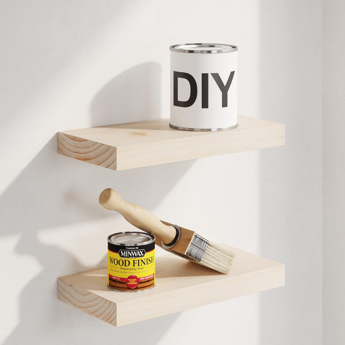 Homeforia 12 Inch Floating Shelves, High-End Solid Pine Wood, Set of 2