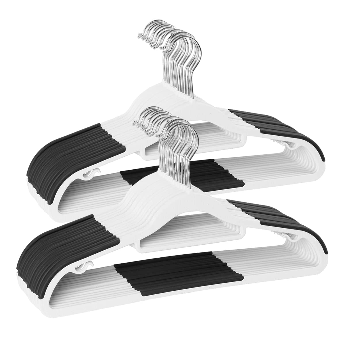 Finnhomy Bar Design Heavy Duty 50 Pack Plastic Hangers, Clothes Hangers with Non-Slip Pads, Great for Shirts, Pants, Scarves, Strong Enough for Coat, Gray