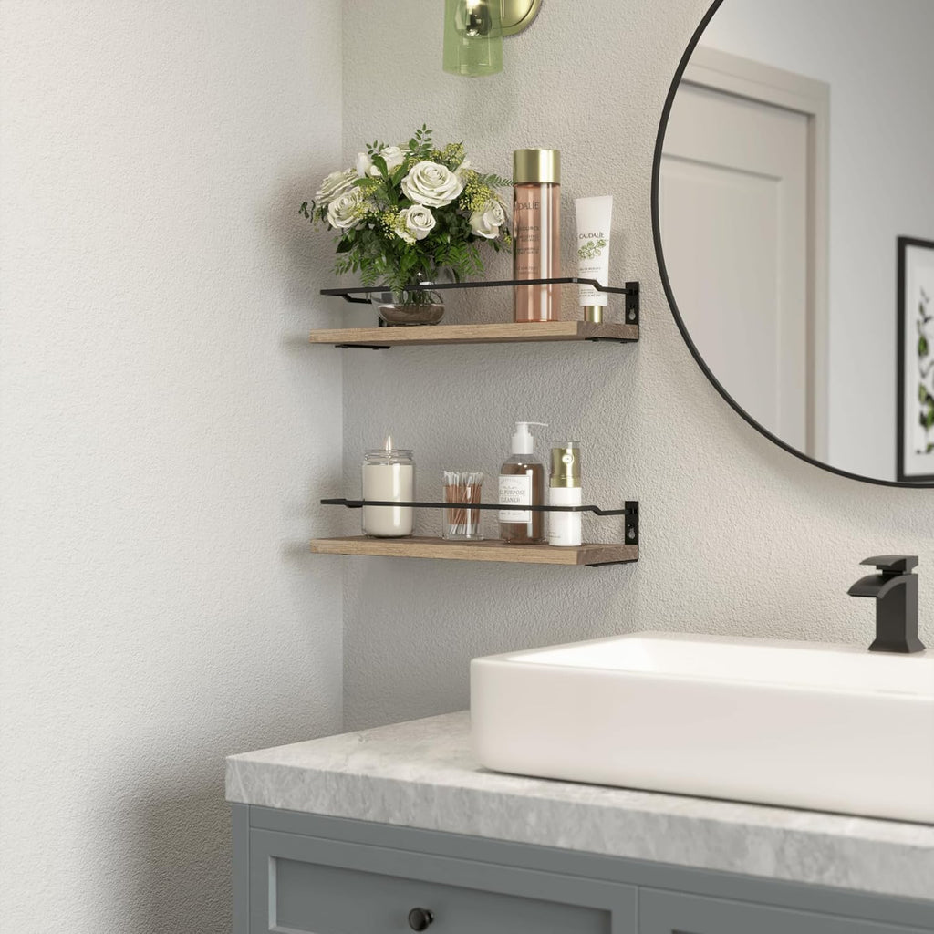 RICHER HOUSE Floating Shelves Bathroom, Small Wall Shelf Over Toilet 2 Set