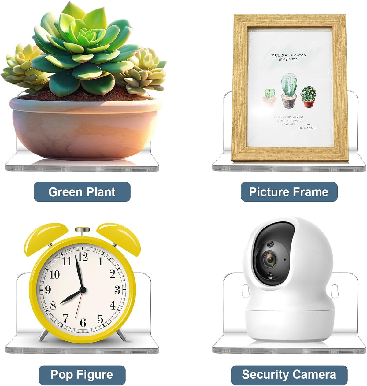 Acrylic Small Shelf,Mini Floating Wall Shelf,Wall Mounted Storage Shelf,for Pop Figures,Plant,Picture Photo Modern Wall for Office Bedroom Living Room,Clear