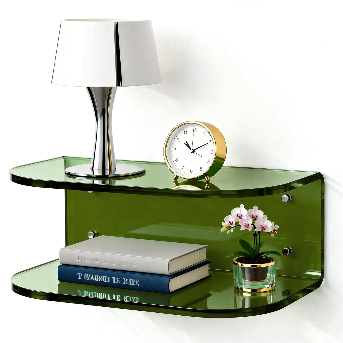 Acrylic Floating Nightstand, Wall Mounted Bedside Table Shelf (Clear, 15.7”×9.4“×5.9”)
