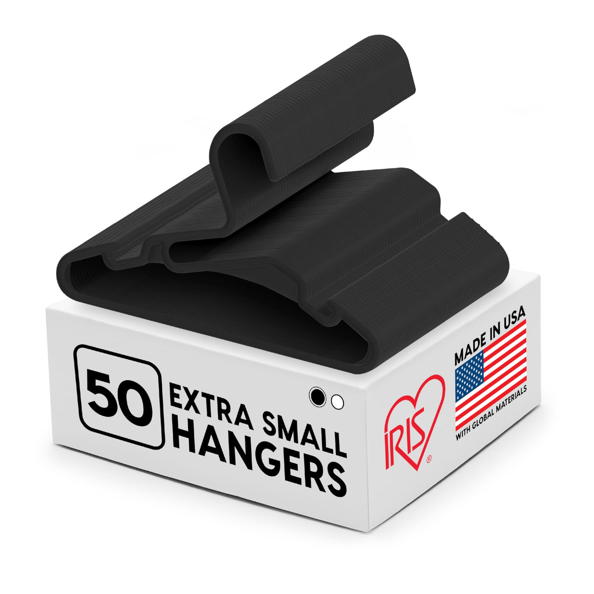 IRIS USA Lightweight Flexible Adult Hangers 50 Pack, Made in USA, White