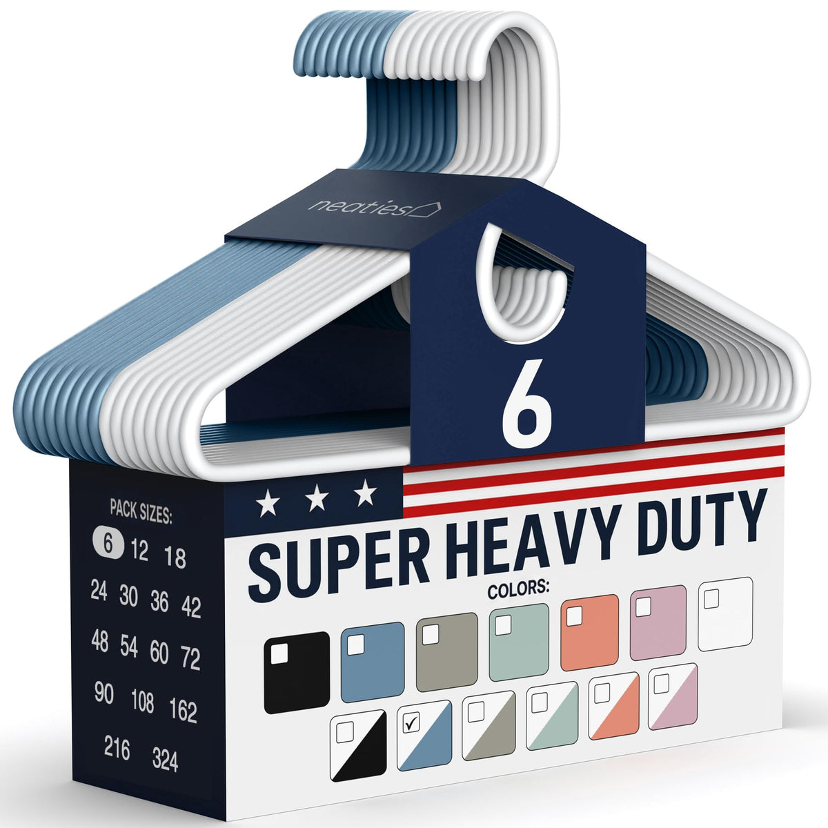 Super Heavy Duty Clothes Hangers 18 Pack – Made in the USA - 10lb Capacity, Thick Plastic Hangers for Pants, Coats, Jackets, Jeans and Adult Clothing – White