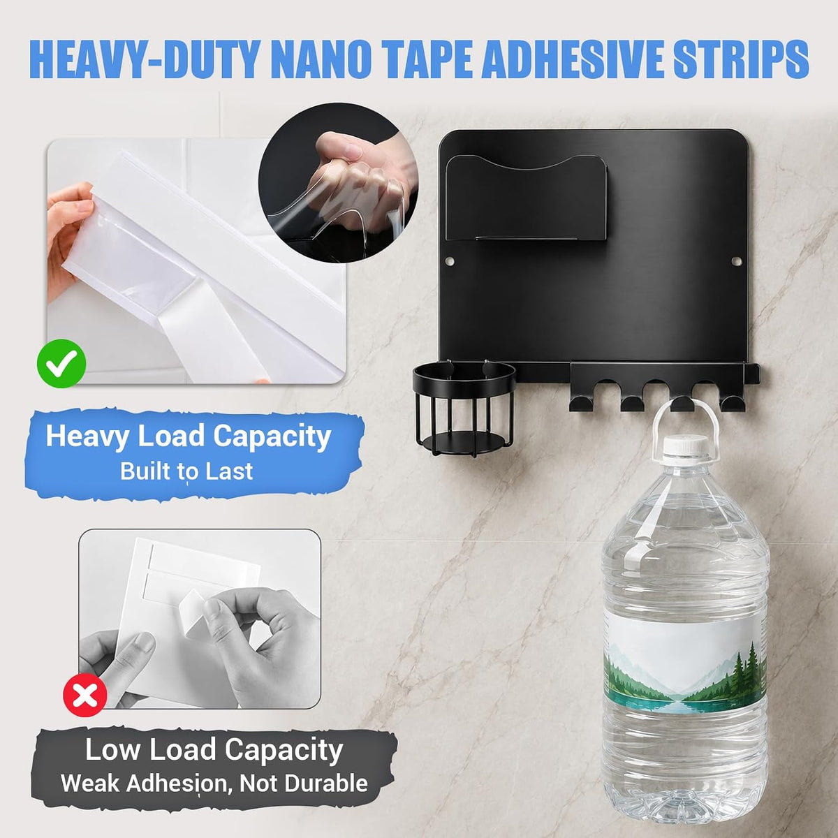 Metal Bedside Wall Shelf, No Drill Floating Bedside Shelf Wall Organizer