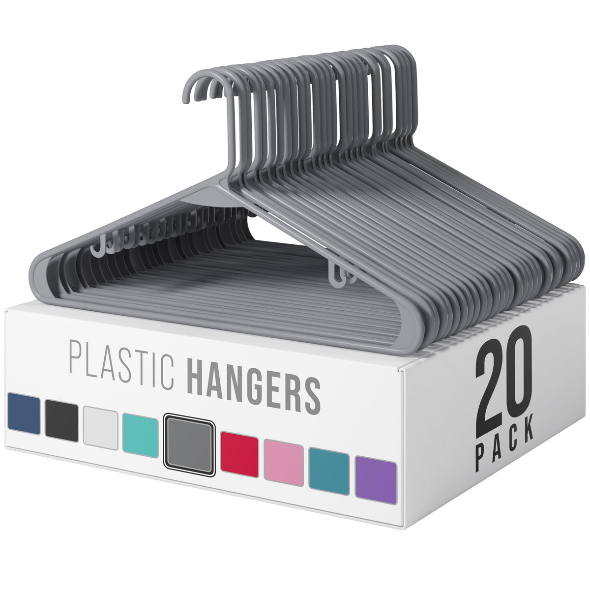 Plastic Hangers 20 Pack White - Clothes Hangers - Makes The Perfect Coat Hanger and General Space Saving Hangers for Closet and New Apartment Essentials - Percheros Ganchos para Colgar Ropa Hangars