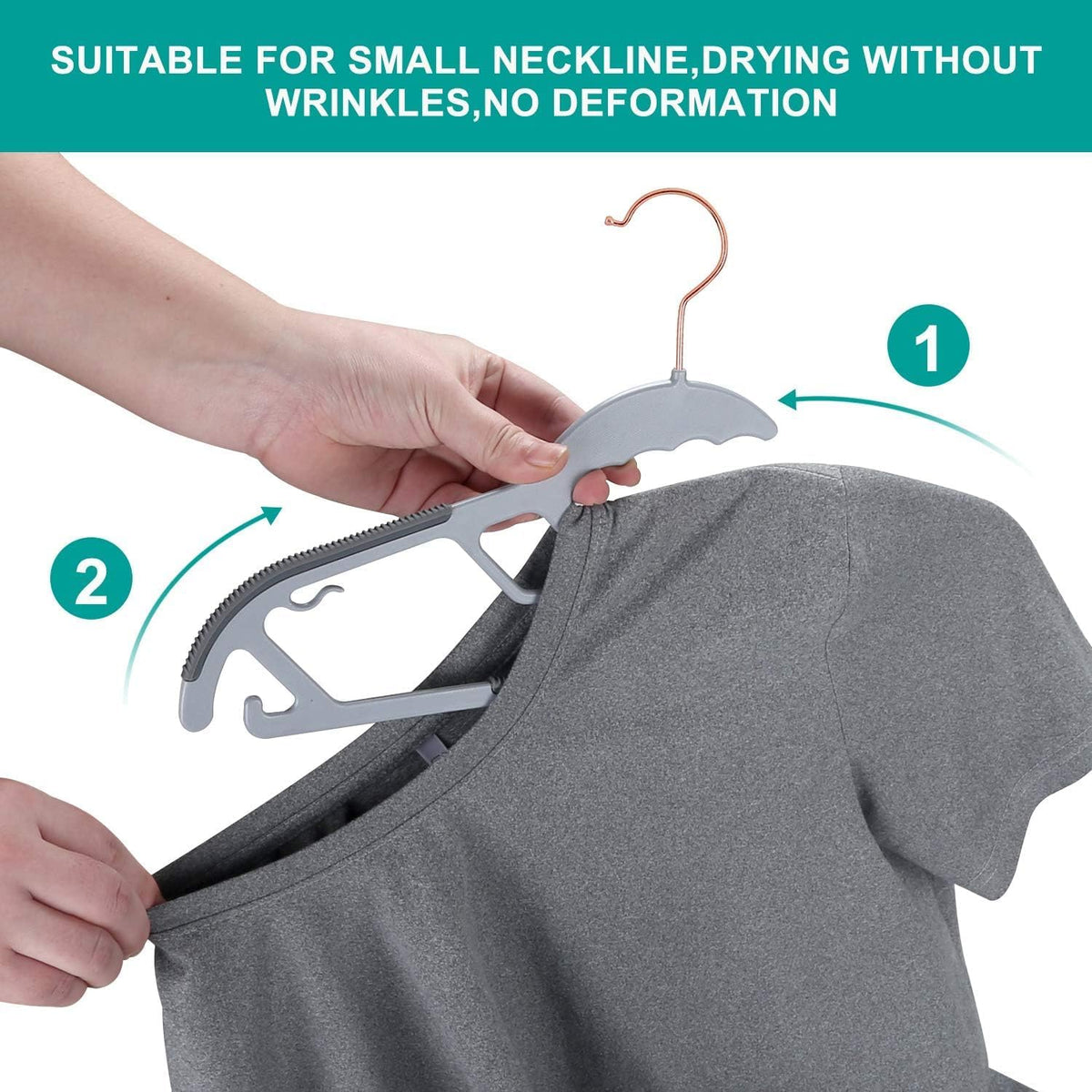 50 Pack S-Shaped Plastic Hangers, Non Slip, Gray