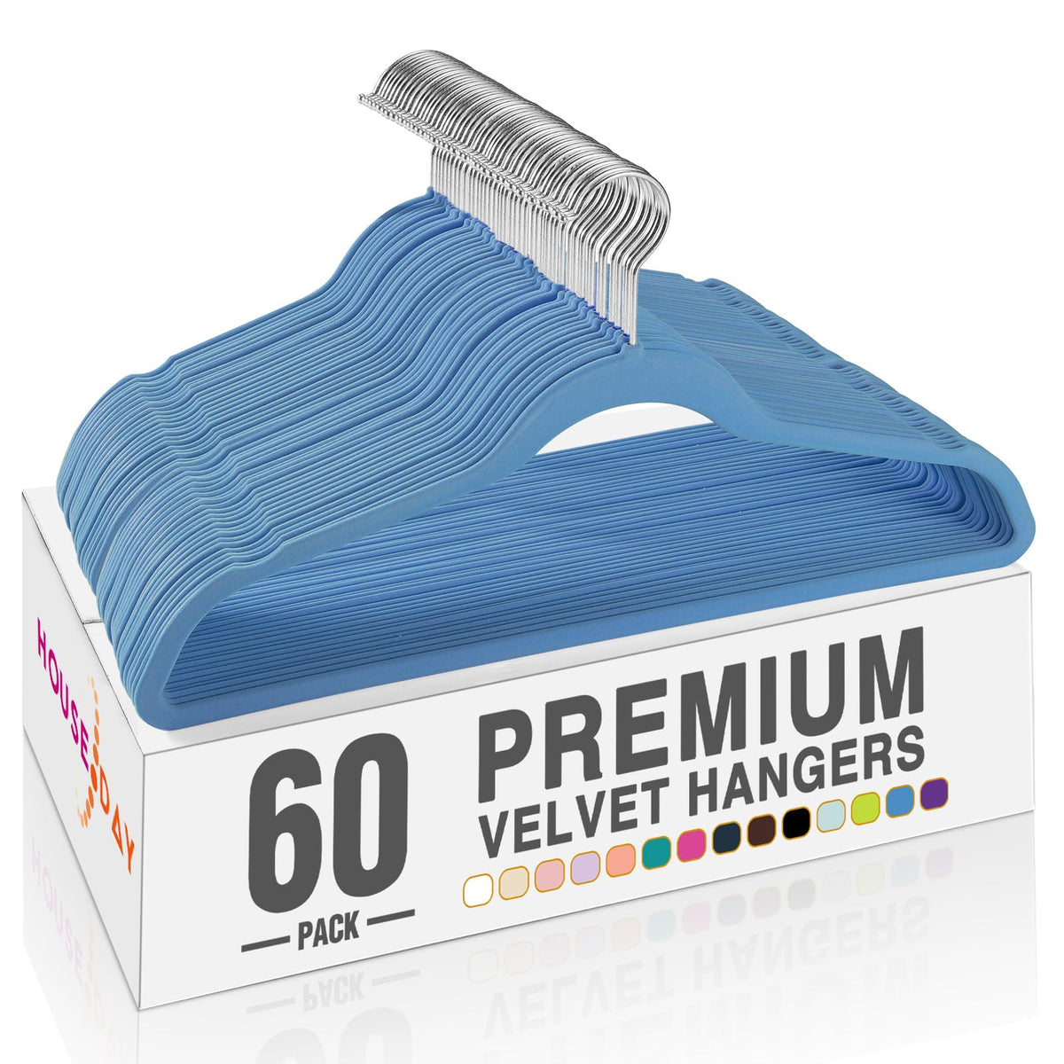 HOUSE DAY Black Velvet Hangers 60 Pack, Premium Non Slip Clothes Hangers
