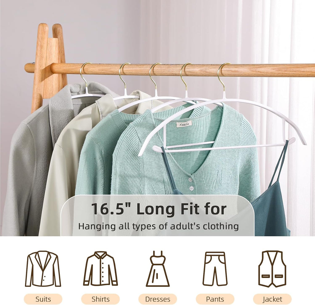 MOPALL Clothes Hangers Non Slip Rubber Coating Metal Hanger, 20 Pack, White