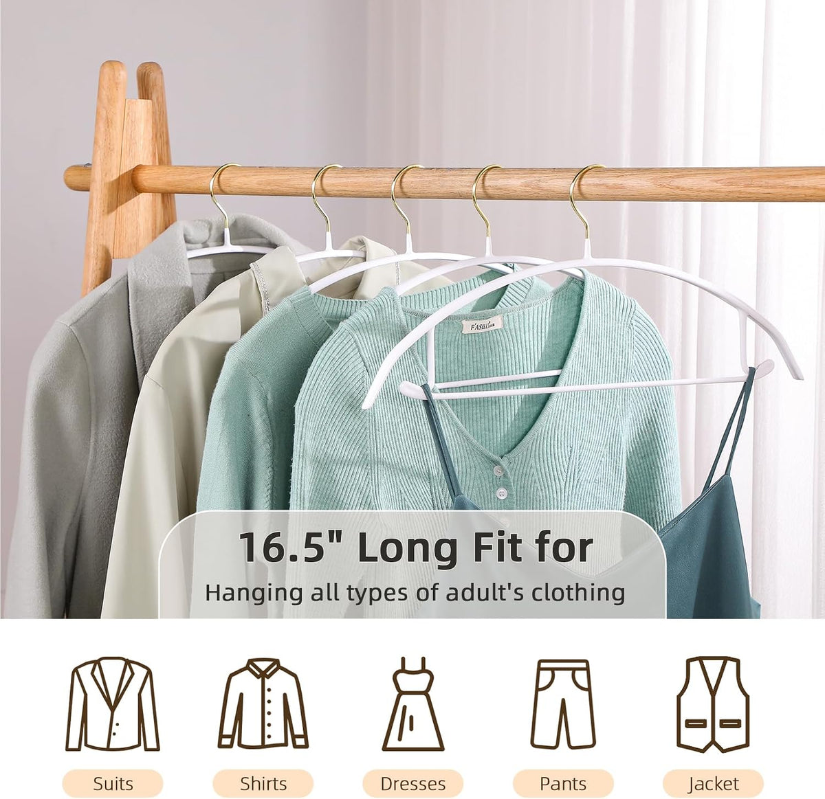 MOPALL Clothes Hangers Non Slip Rubber Coating Metal Hanger, 20 Pack, White