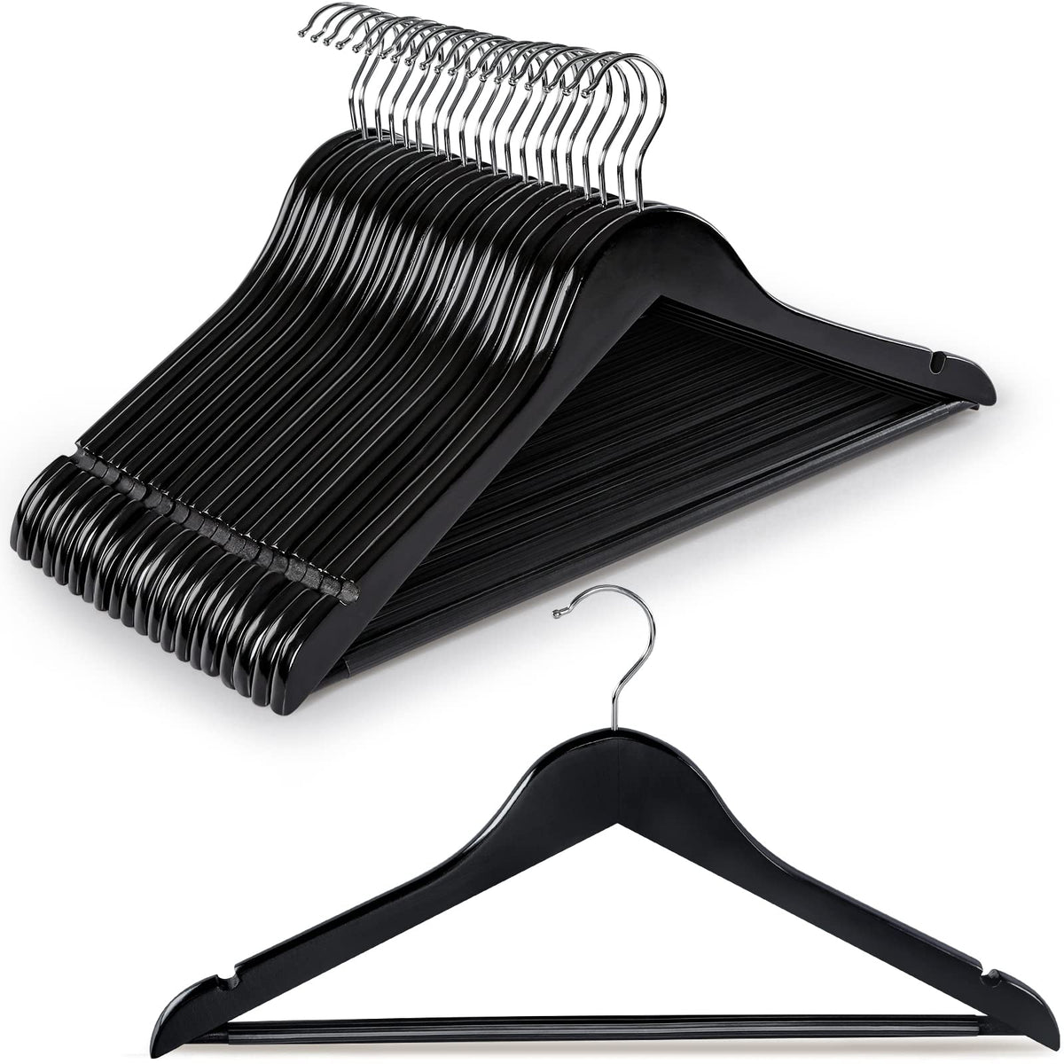 TOPIA HANGER Wooden Hangers 30 Pack, Wood Clothes Hanger Natural