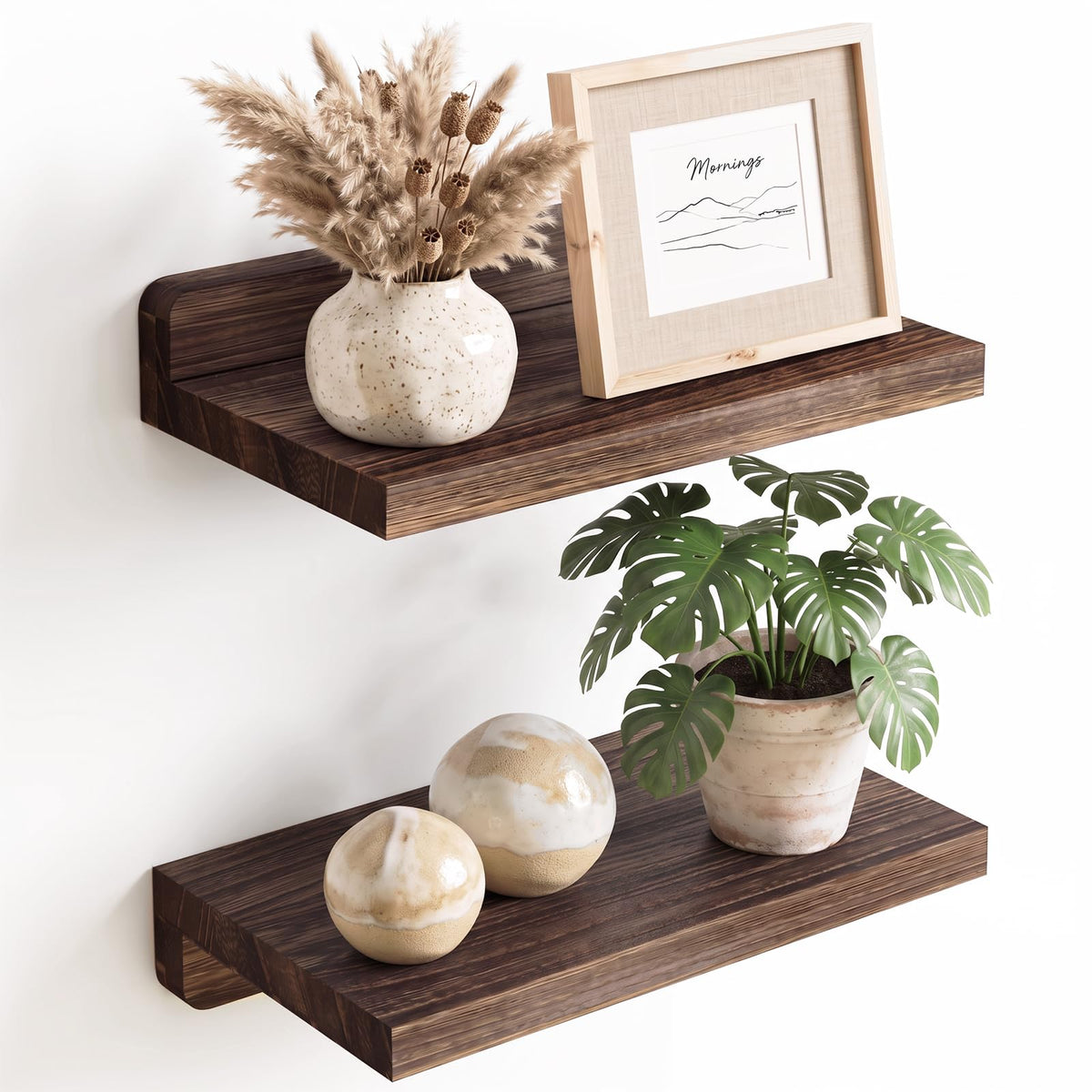 Fixwal Small Floating Shelves for Wall (Dark Carbonized, Set of 4, 5 Inch)