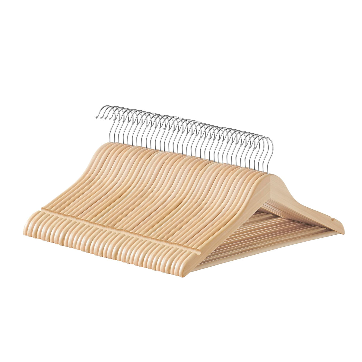 SONGMICS Wooden Hangers, Pack of 24, Maple Wood Clothes Hangers